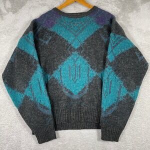 Vintage Uniform Code Wool Blend Sweater Mens XL Argyle Retro 90s